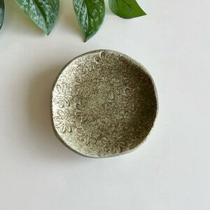 Handmade Floral Pottery Dish Catchall Decor